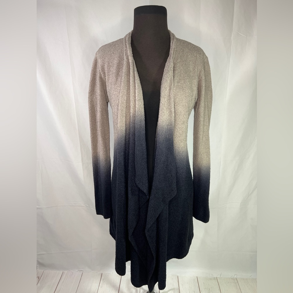 Barefoot Dreams CozyChic Lite Cardigan - S/M - Navy Blue Tan Ombre flowy